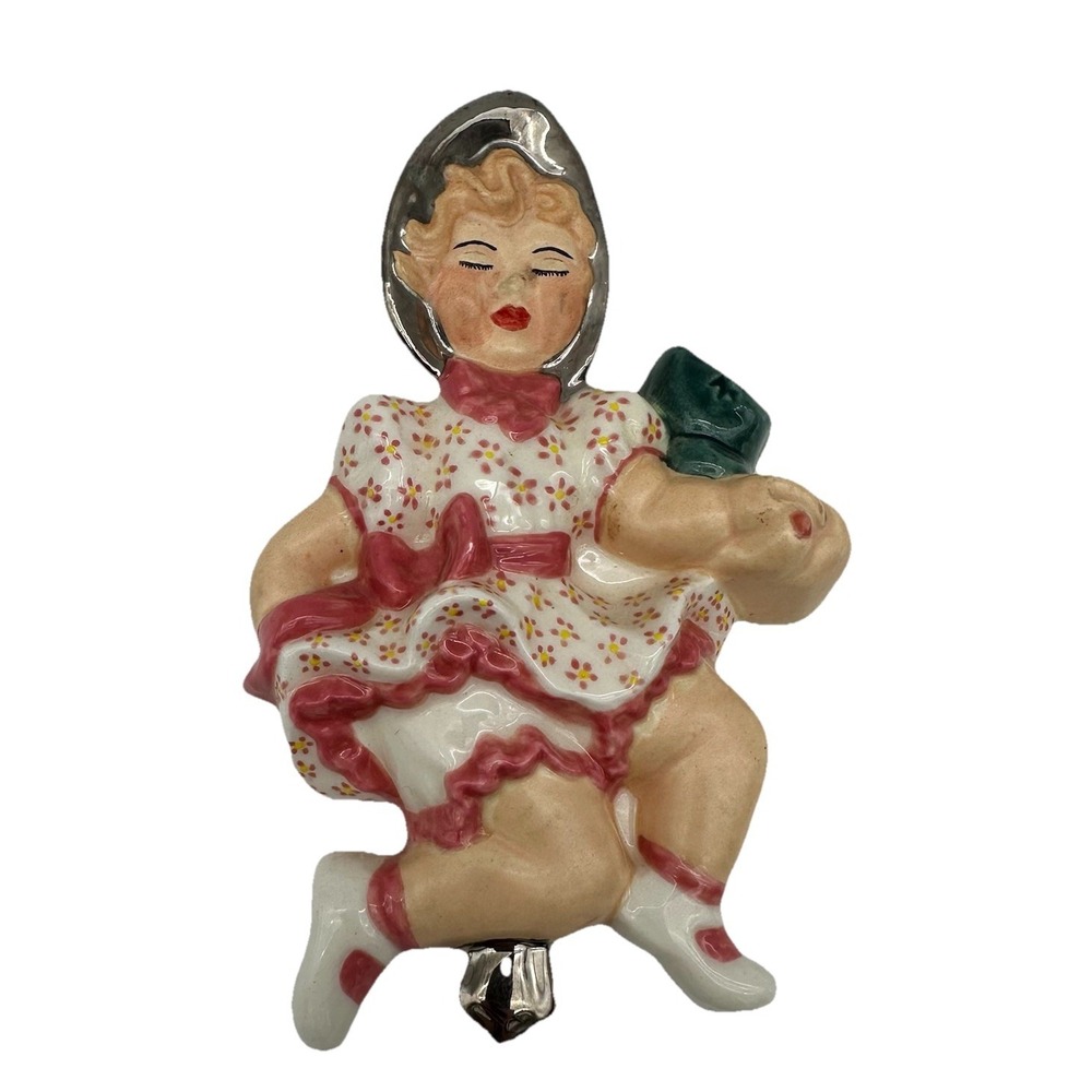 Vintage 1963 Ceramic Spoon Lady In A Dress Wall Hanging Decor 5.5 X 3.5"
